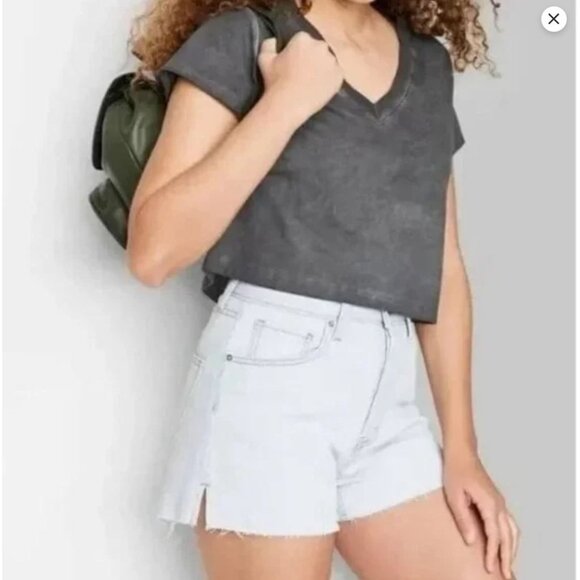Wild Fable Button Fly Super High Rise Cut Off Light Wash Shorts Sz 2, 12, 14 - Picture 1 of 4